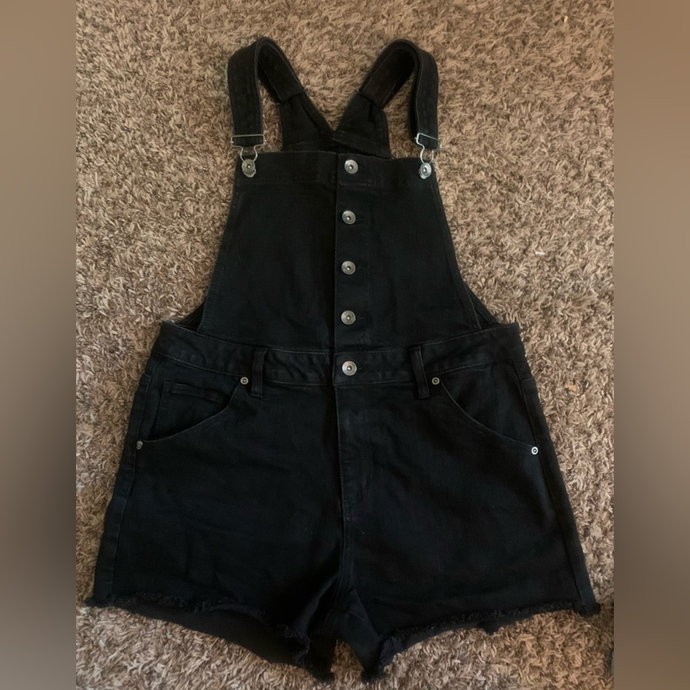 Hot Topic Black grunge emo overall denim shorts
